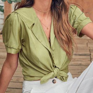 🌿Pale Jade Green Sailor Collar Button Up Blouse🌿